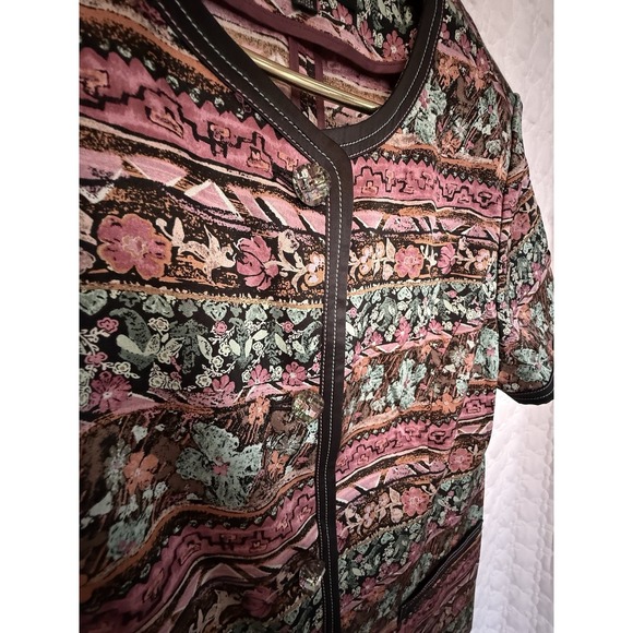 VTG Mulberry Silk Boutique Blouse with Jeweled Buttons Women's Size L - Picture 3 of 14